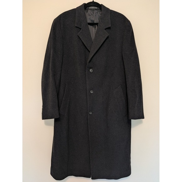 London Fog Other - Vintage London Fog Mens 42R Overcoat Charcoal Grey Single Breasted Topcoat Long